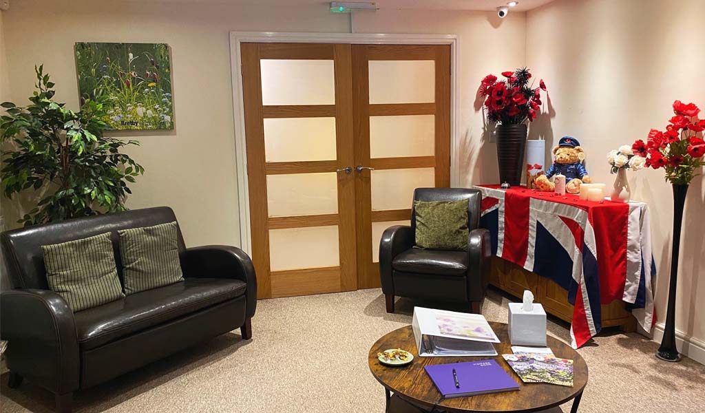 The inside of Murray's Funeral Directors Findern branch.